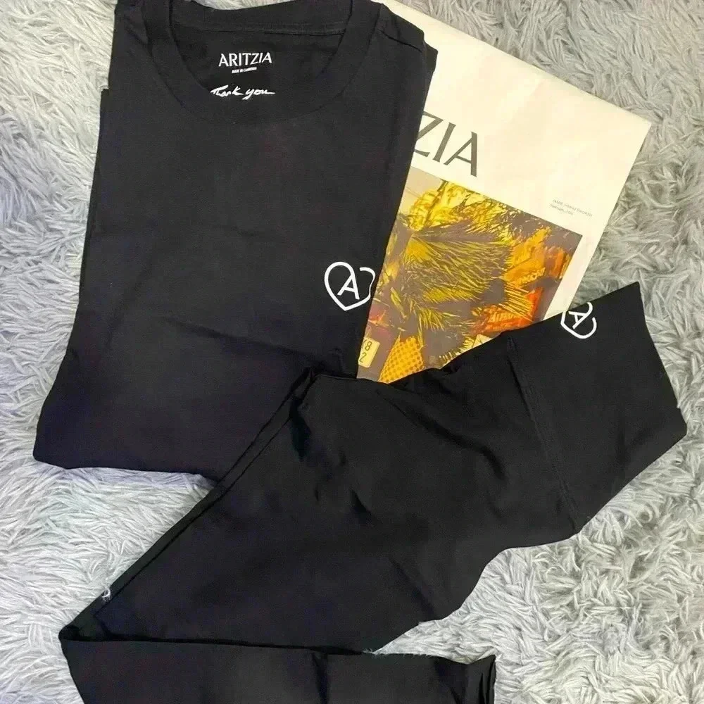 Aritzia 2 T-shirts and Black Legging Set - Picture 1 of 12